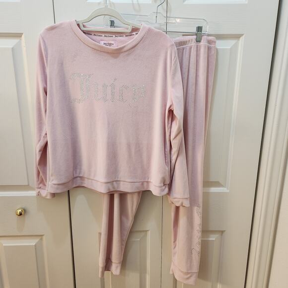 Juicy Couture Sleepwear size L , Pink with Silver Rhinestone Lettering - Picture 1 of 11